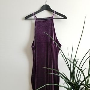 Purple Velvet Racerback Knee Length Pencil Dress